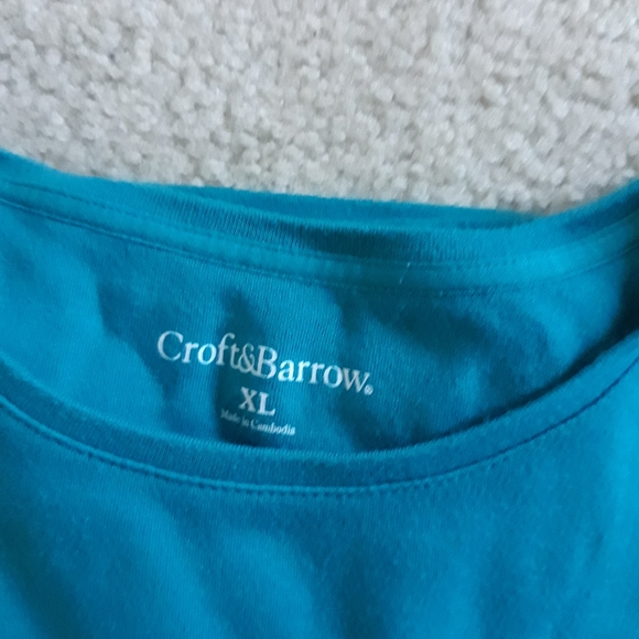 Croft & Barrow Turquoise Short Sleeve Tee Size XL - Picture 3 of 6